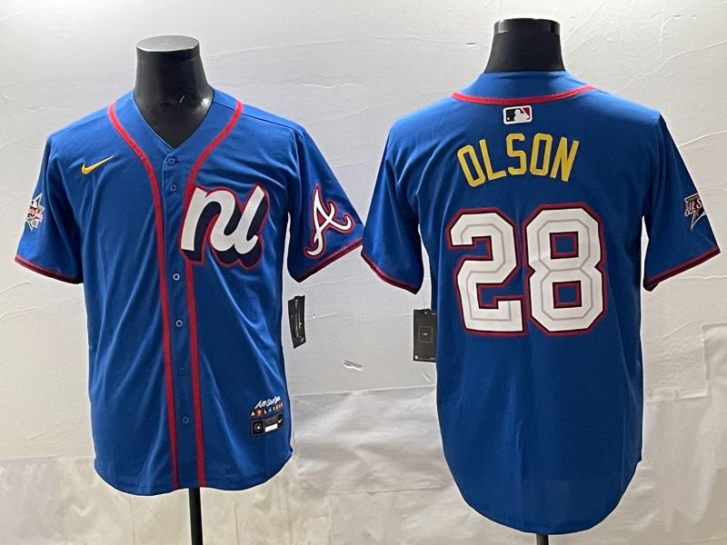 Men 2025 Atlanta Braves #28 Olson Blue All star Nike MLB Jersey style 04->atlanta braves->MLB Jersey